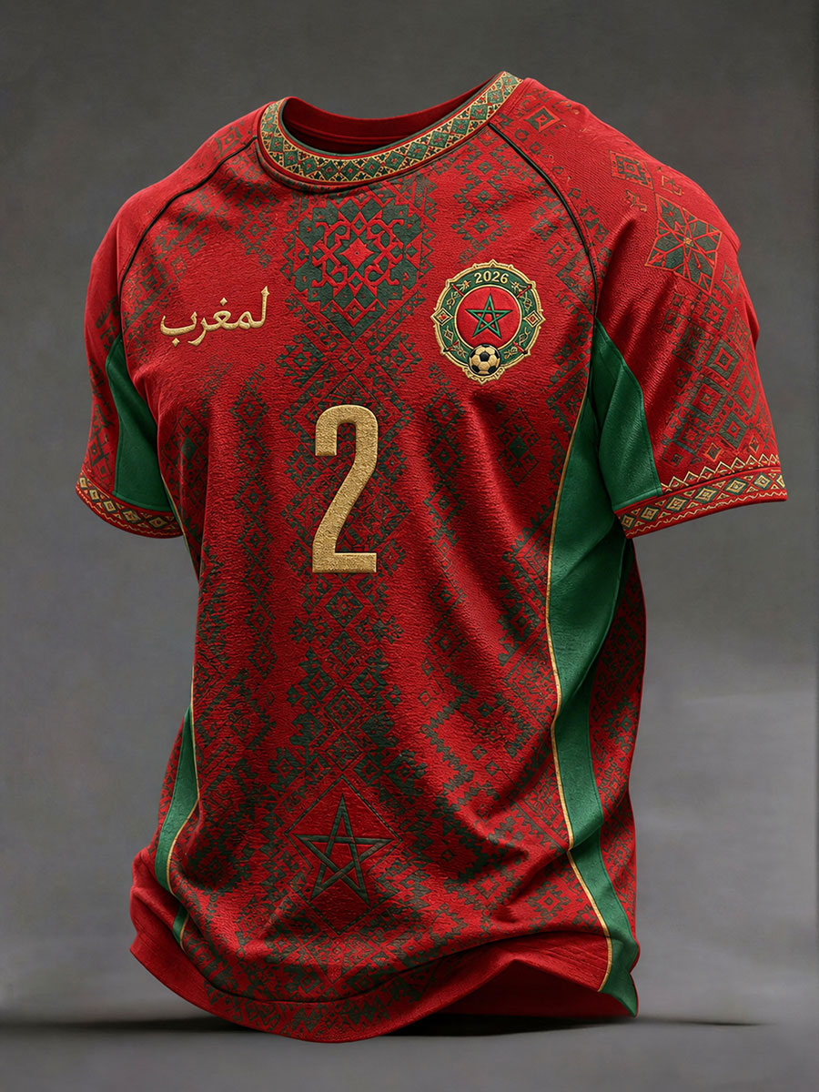 Men's 2026 Morocco No. 2 Football T-shirts
