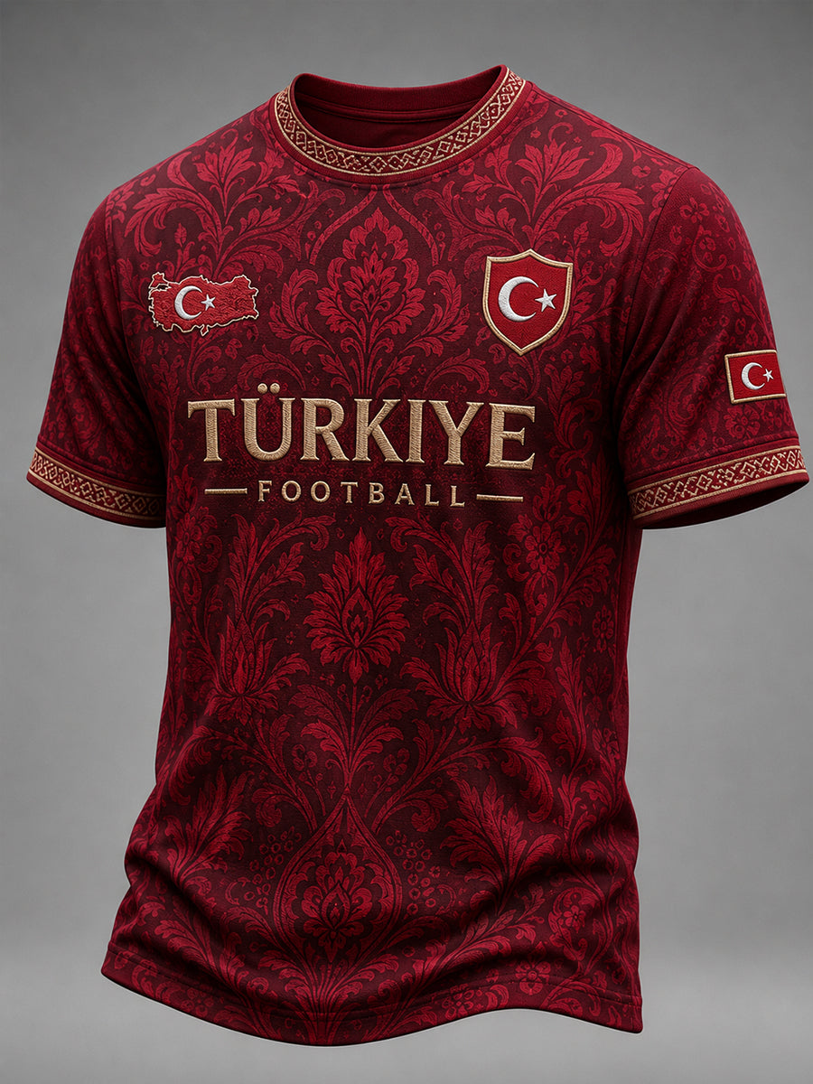 Men's Retro Ethnic Style Football Element Print Short-Sleeve T-Shirt