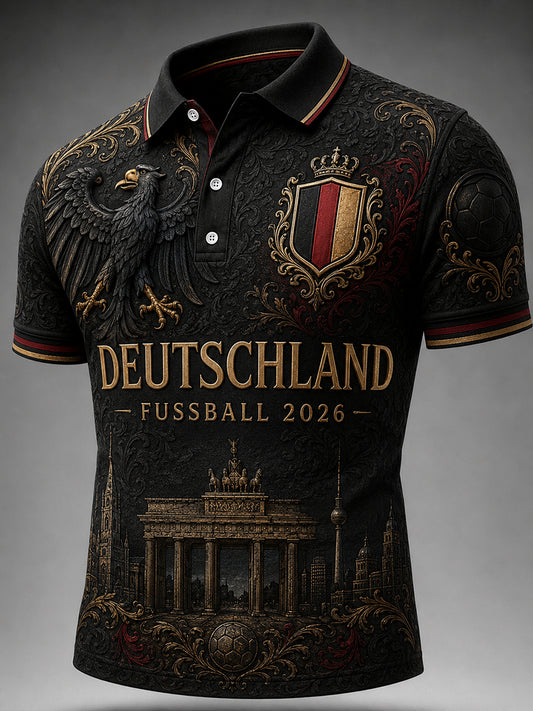 Men's Vintage Deutschland Football Fan Printed Shirt