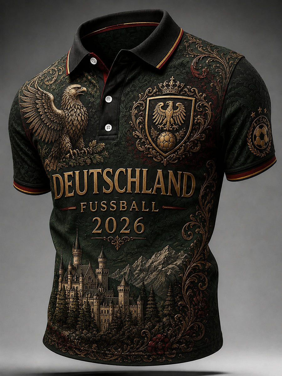 Men's Vintage Deutschland Football Fan Printed Shirt