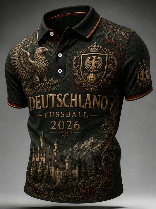Men's Vintage Deutschland Football Fan Printed Shirt