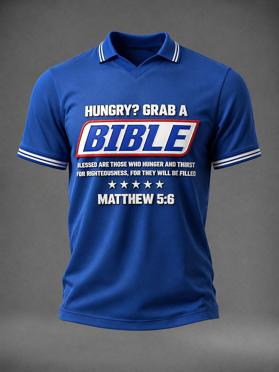 Men's Hungry? Grab A Bible V-neck T-shirt
