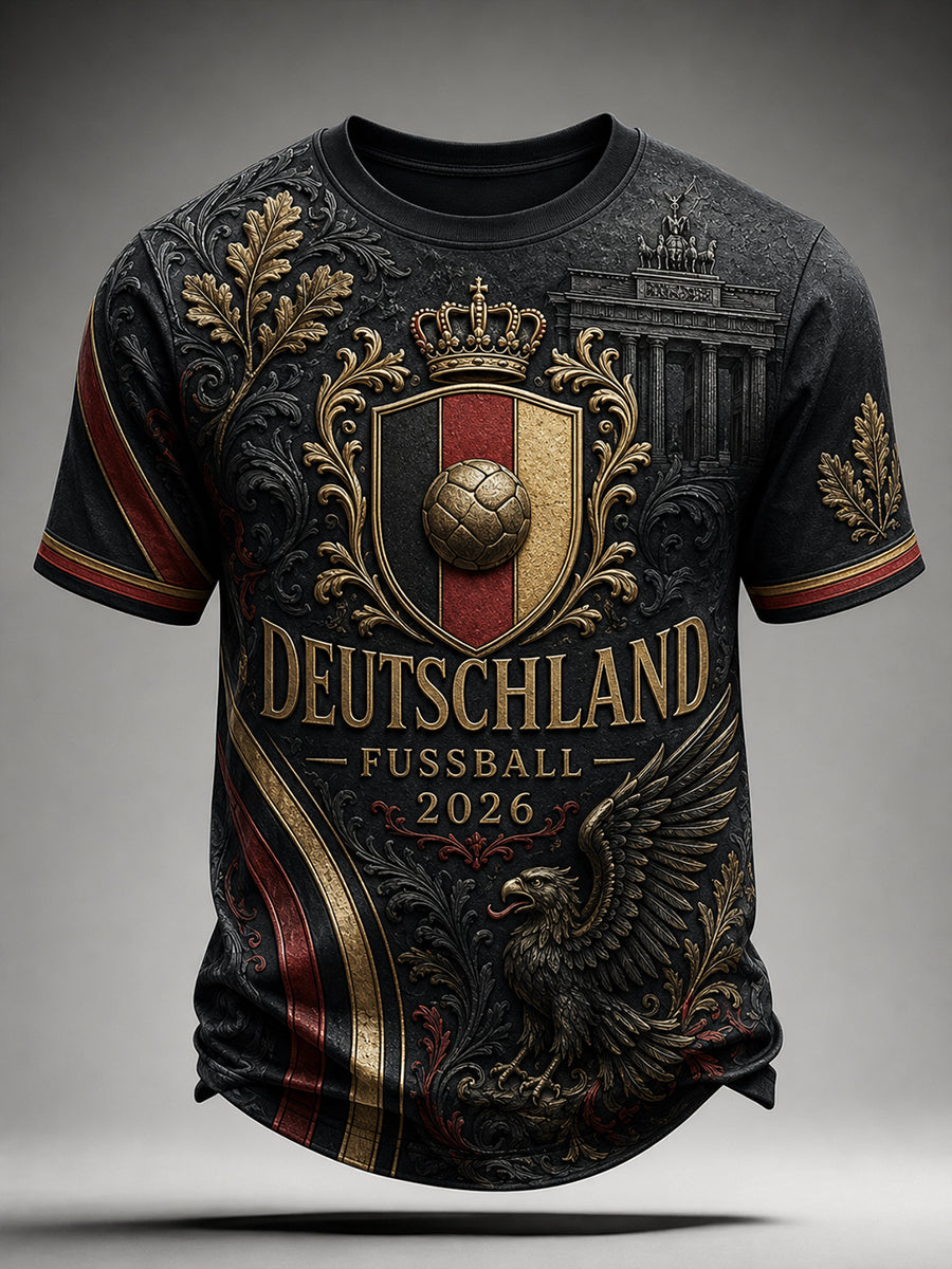 Men's Vintage Deutschland Football Fan Printed T-shirt