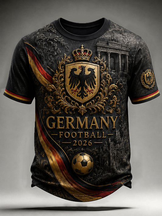 Men's Vintage Deutschland Football Fan Printed T-shirt