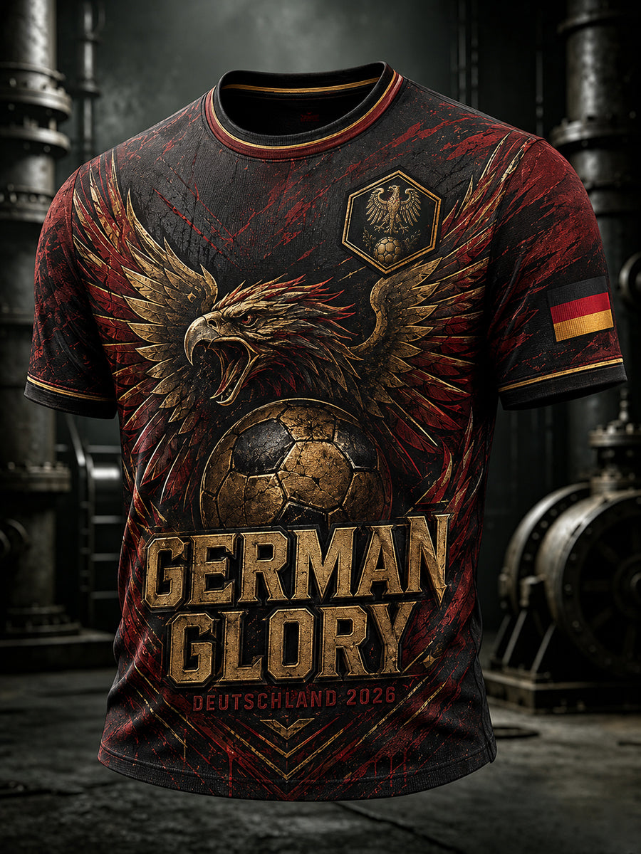 Men's Vintage Deutschland Football Fan Printed T-shirt