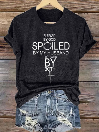 Women's Christian Cross Print Casual Tee