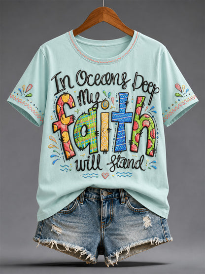 Women's Christian Jesus Print Casual Tee