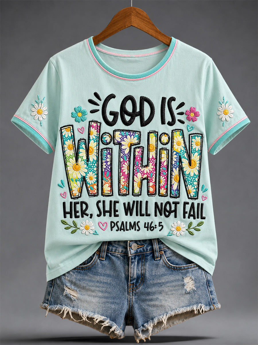Women's Christian Jesus Print Casual Tee