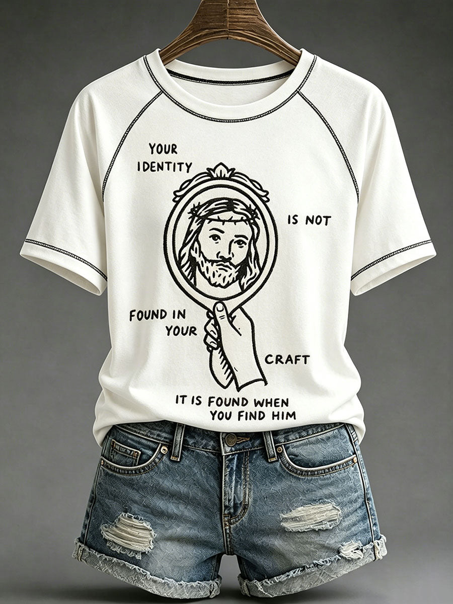 Women's Funny Christ Print Casual T-shirt