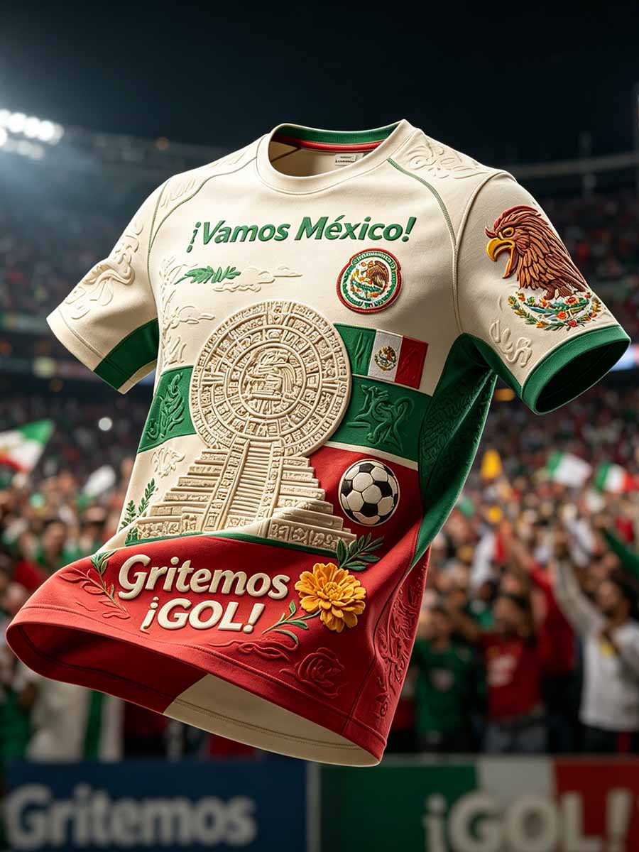 Men's Fashion Mexican Football Print T-Shirt