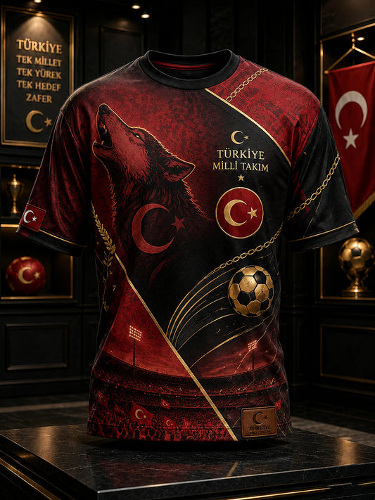 Men's Short-Sleeved T-Shirt With Football Print