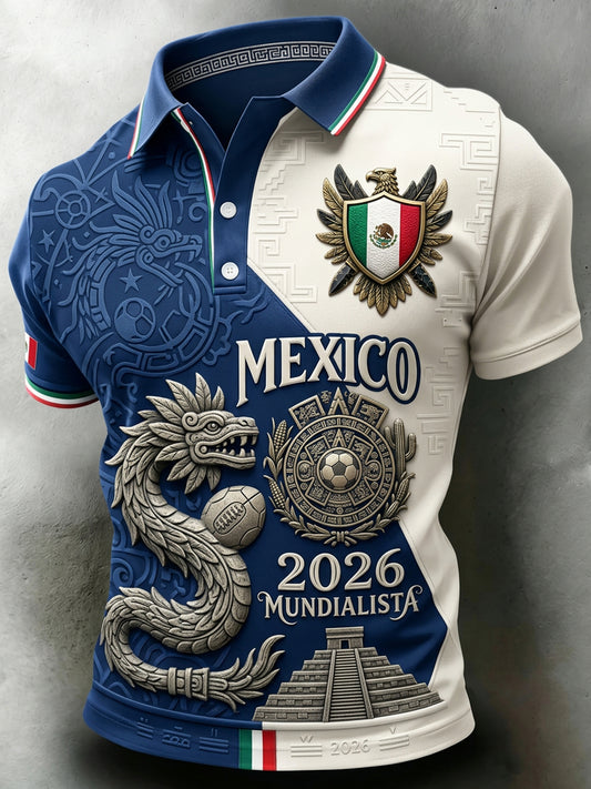Men's Mexican Soccer Match Art Print Short-Sleeve Polo Shirt