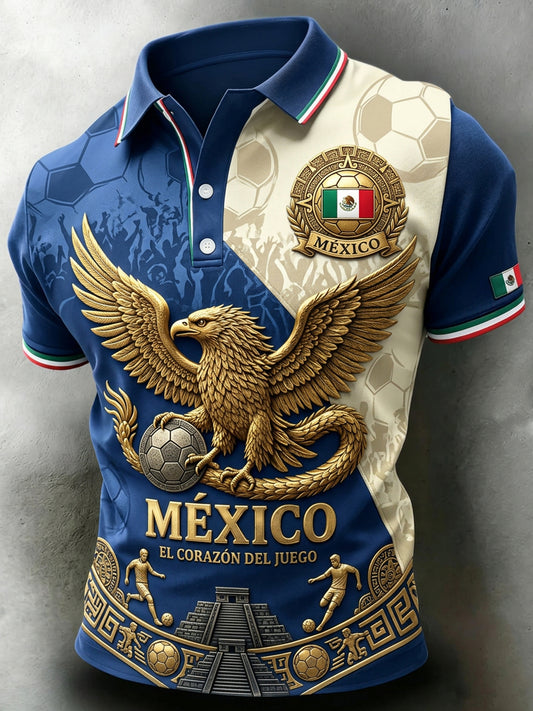 Men's Mexican Soccer Match Art Print Short-Sleeve Polo Shirt