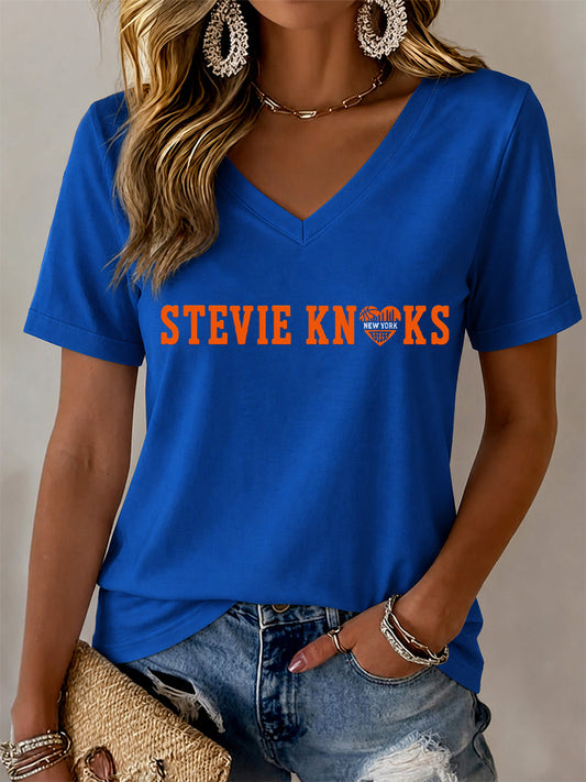 Women's Gift For Basketball Fans Print Casual V-Neck Tee