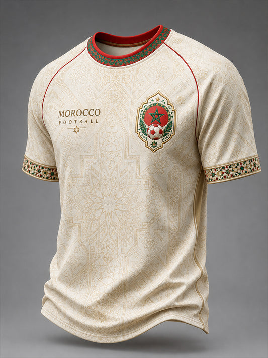 Retro Moroccan Football Fan Art Print Casual Jersey
