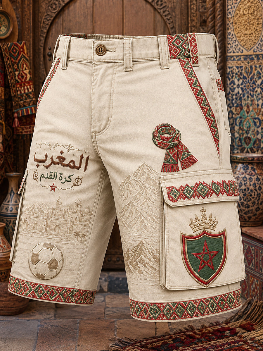 Retro Moroccan Football Fan Art Print Casual Pants