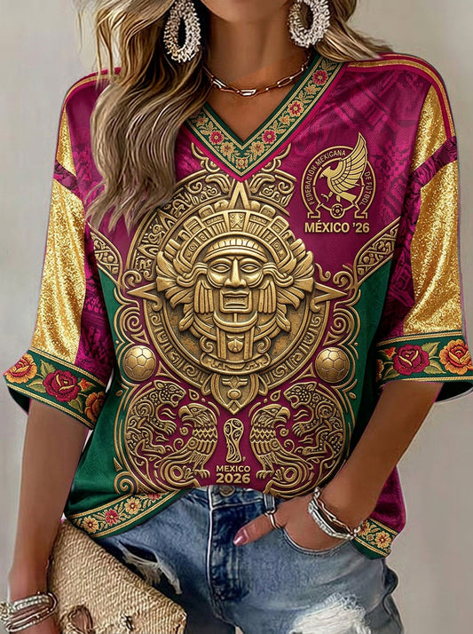 Women's Mexican Football Match Art Print T-shirt