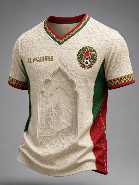 Retro Moroccan Football Fan Art Print Casual Jersey