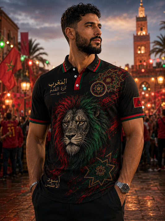 Retro Moroccan Football Fan Art Print Casual Jersey