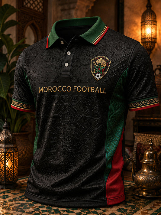 Retro Moroccan Football Fan Art Print Casual Jersey