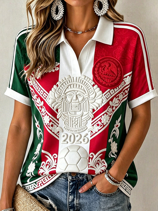 Women's Mexican Football Match Art Print Shirt