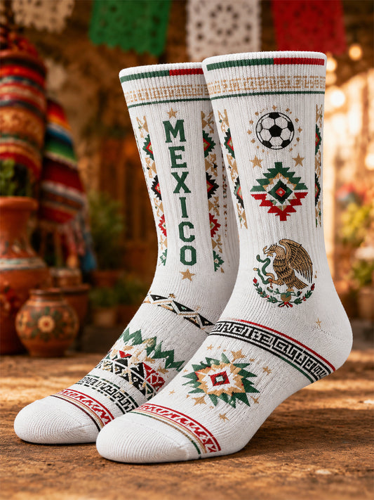 Unisex Mexican Soccer Match Cheering Socks With Artistic Prints
