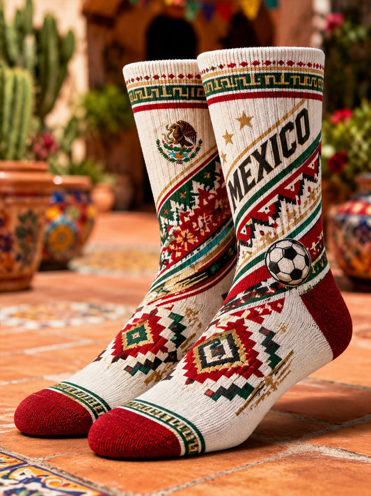 Unisex Mexican Soccer Match Cheering Socks With Artistic Prints