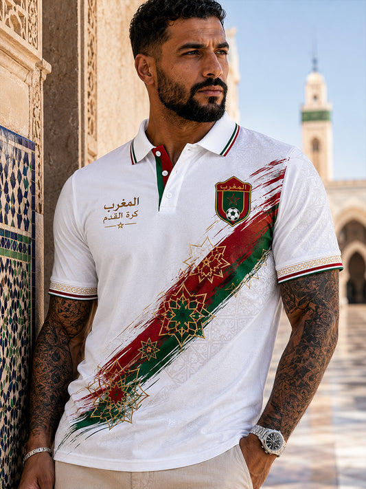 Retro Moroccan Football Fan Art Print Casual Jersey