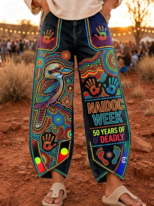 Women's Naidoc Week Art Print Flared Trousers