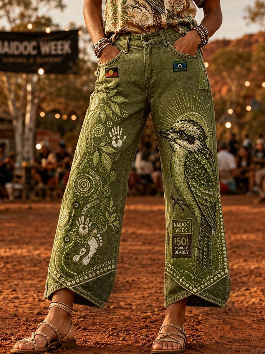 Women's Australia Naidoc Week Art Print Flared Trousers
