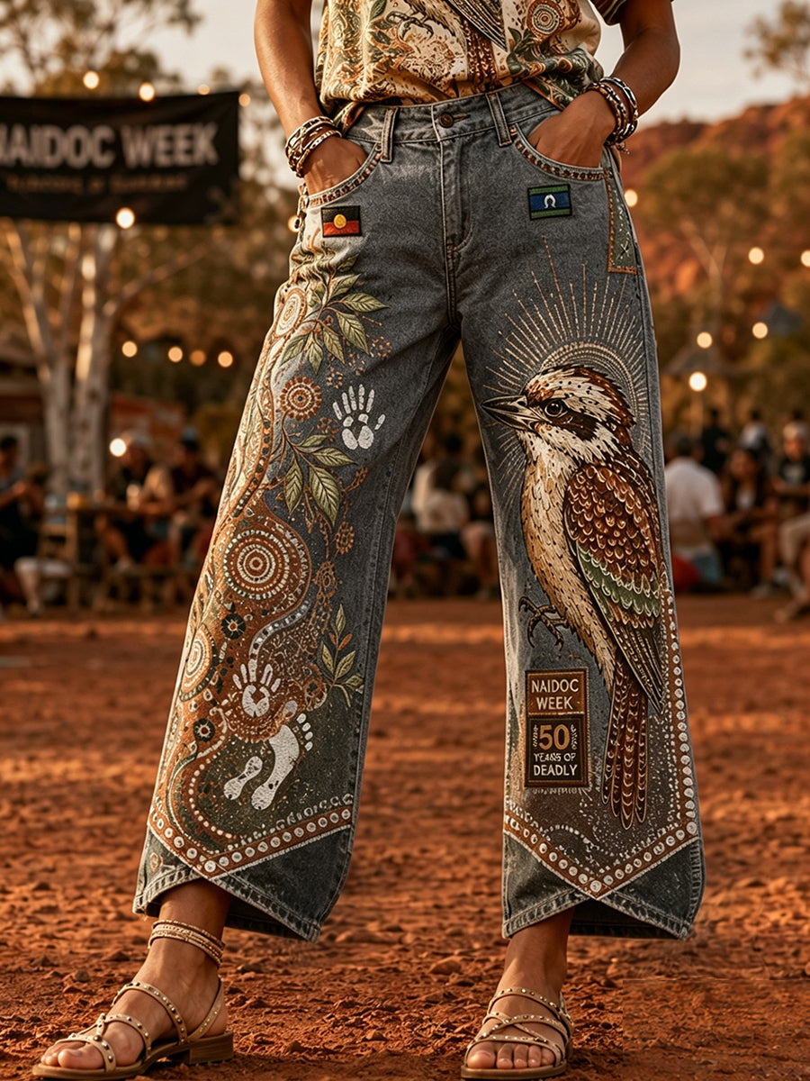 Women's Australia Naidoc Week Art Print Flared Trousers