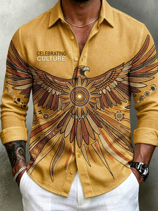 Men's AU Aboriginal Culture  Printed Waffle Long-Sleeve Shirt