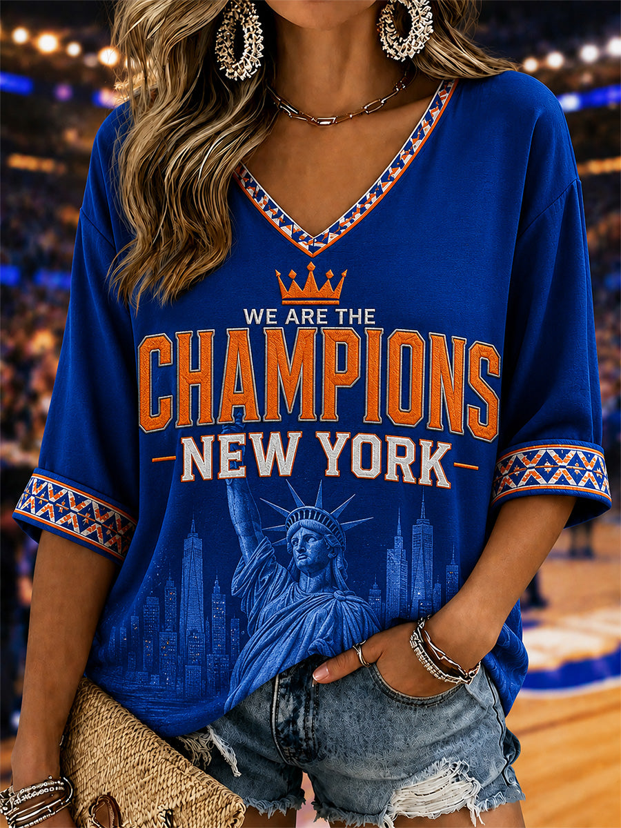 Women's Gift For Basketball Fans Print Casual Half-Sleeves V-Neck T-Shirt