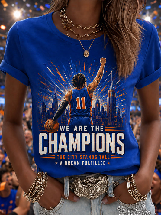 Women's New York Basketball Champions Celebration Print Casual Tee