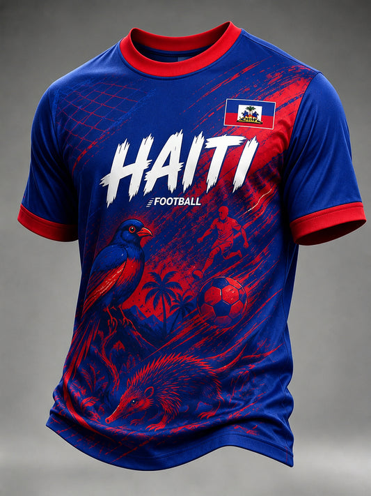 Men's Short-Sleeved T-Shirt With Football Print