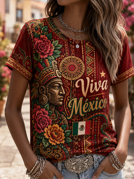 Women's Mexican Football Match Cheering Art Print T-Shirt