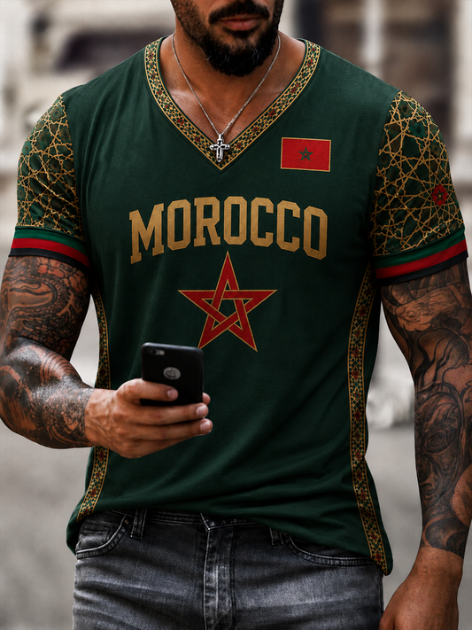 Men's Morocco Printed V-neck T-shirt