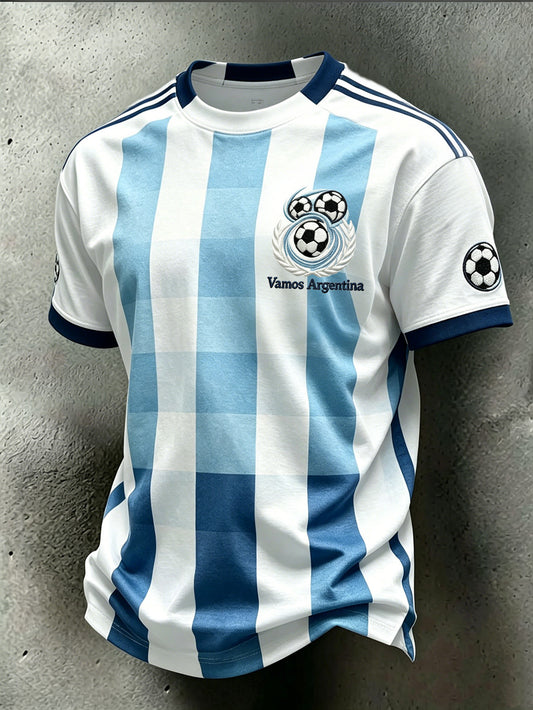 Men's popular football team cheering casual short sleeves t-shirt
