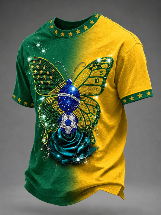 Men's Brazilian Football Print Casual T-Shirt