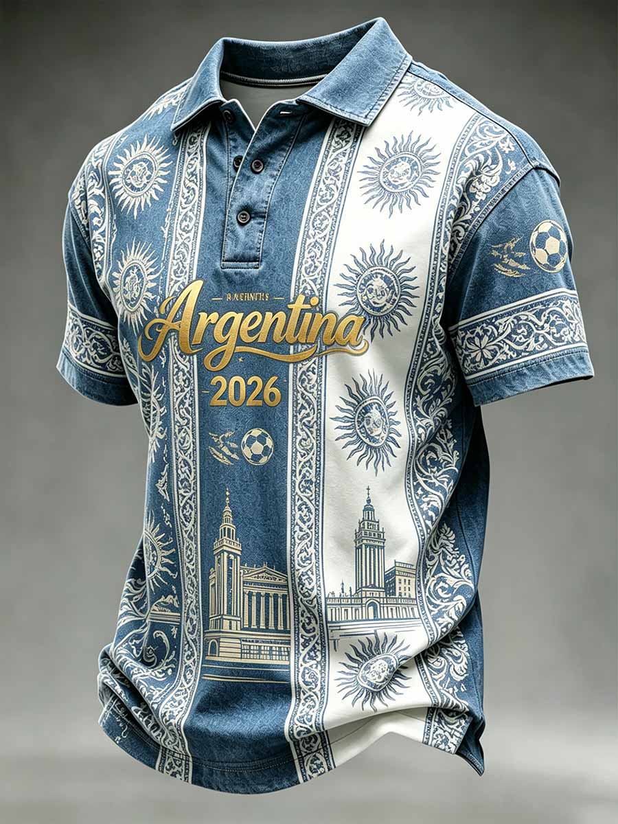 Men's Argentine Football Printed Polo Shirt