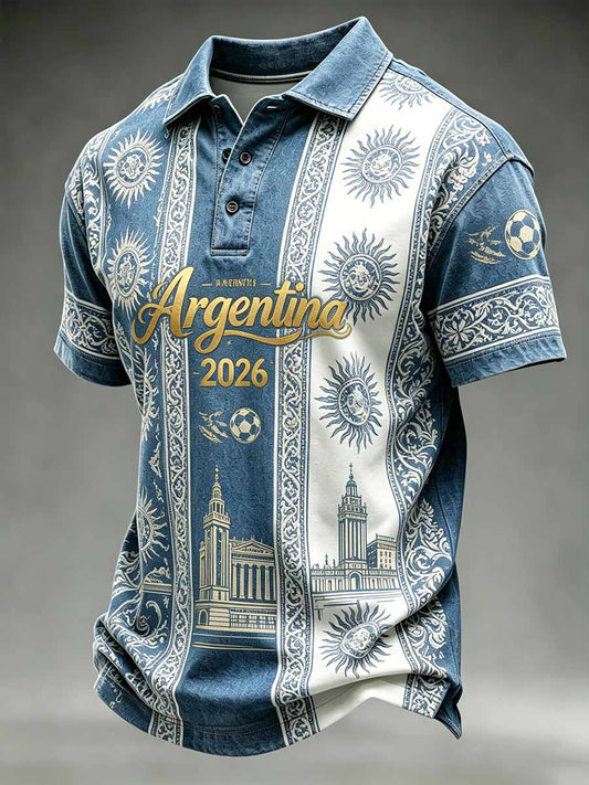 Men's Argentine Football Printed Polo Shirt