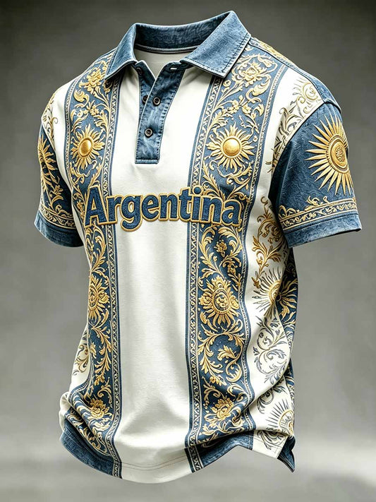 Men's Argentine Football Printed Polo Shirt