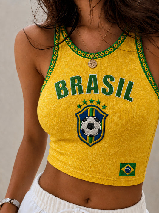 Women's Brazil Football Fan Gift  Print Casual Vest