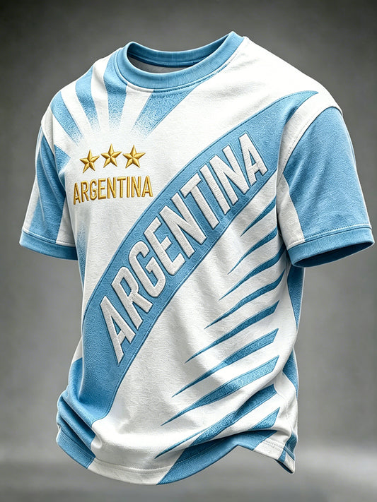 Men's Argentina 2026 Football Team Print Short Sleeves T-shirt