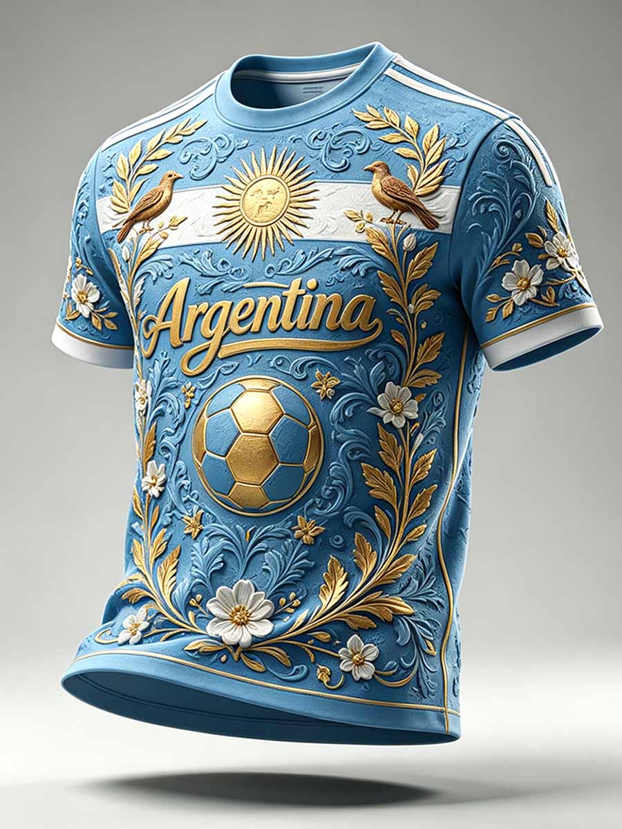 Men's Fashion Argentine Football Print T-Shirt