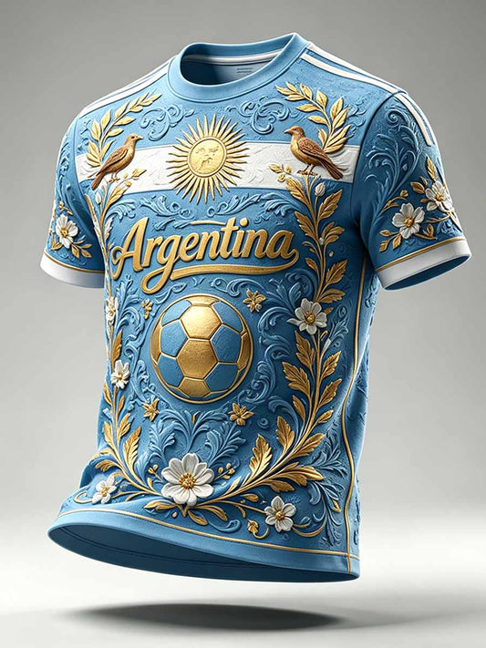 Men's Fashion Argentine Football Print T-Shirt