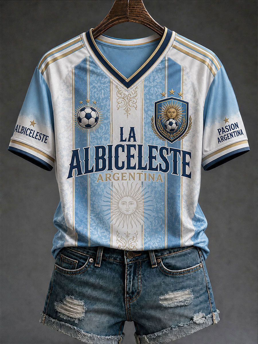 Women's Argentina Football Short-sleeved T-shirt