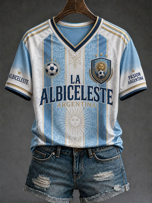 Women's Argentina Football Short-sleeved T-shirt