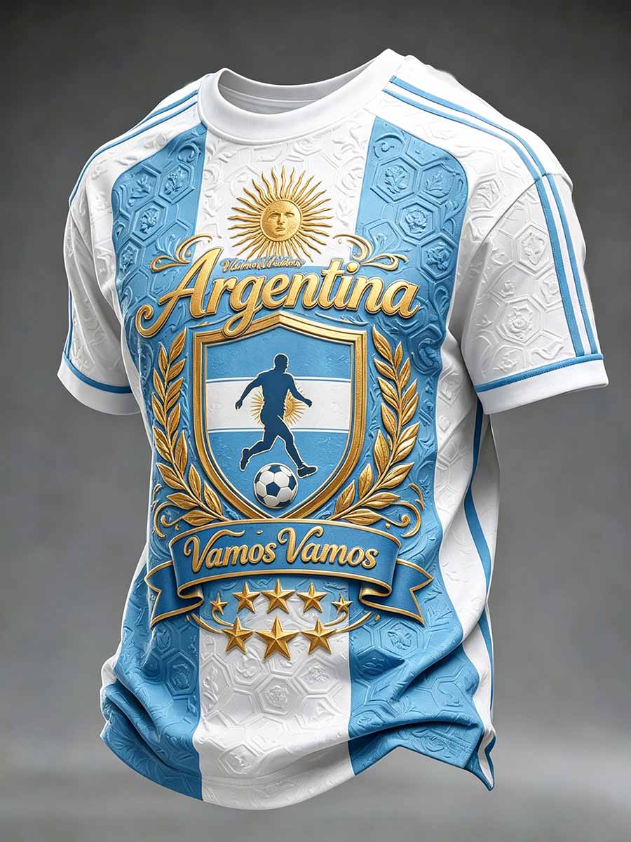 Men's Fashion Argentine Football Print T-Shirt