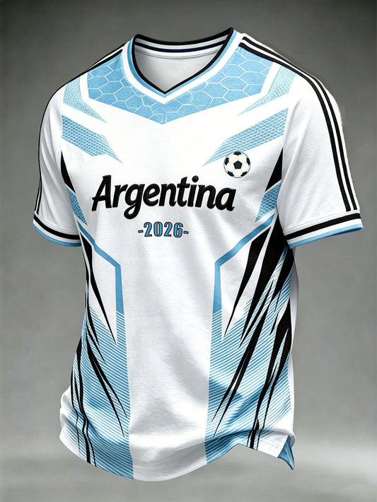 Men's star football team cheering casual short-sleeve T-shirt